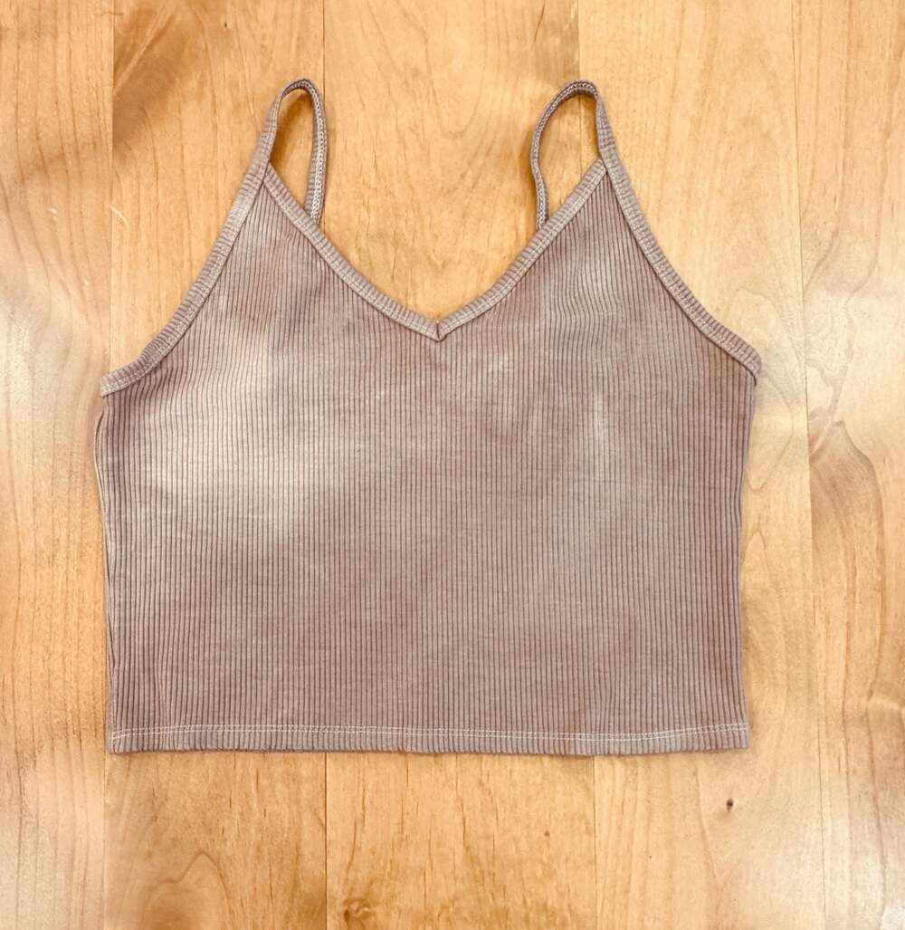 American Eagle Ribbed V-Neck Cropped Tank Top